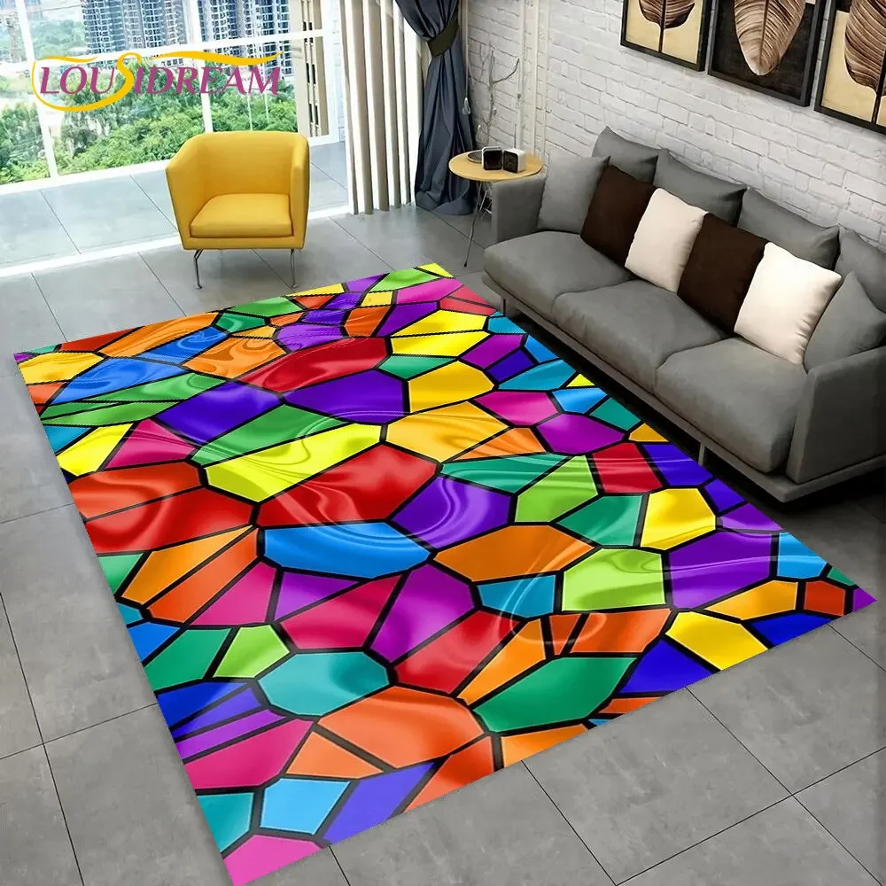 Kids Outdoor Area - Tapis chromatique arc-en-ciel Illusion, tapis pour
